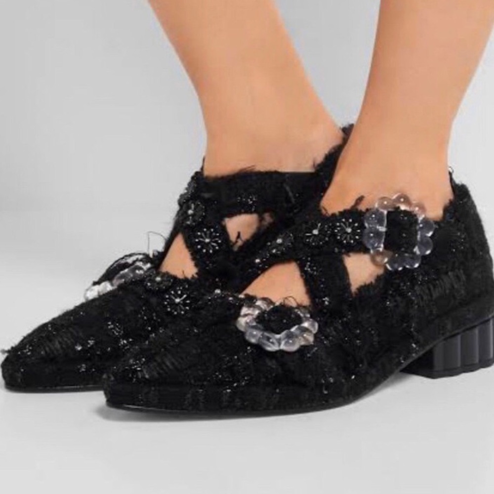 RareTweed Simone Rocha Mary Jane Cross Strap Shoes